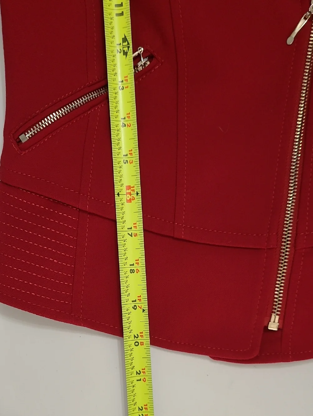 White House Black Market Red Moto-Style Zip Jacket size 0